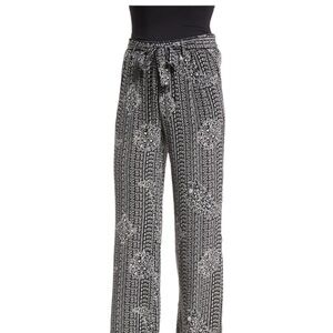 Joie Black Nurrin Print 100% Silk Pull On Pant Size XS